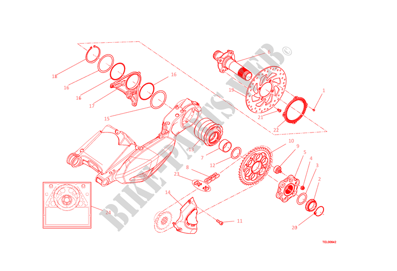 MOZZO RUOTA POSTERIORE per Ducati Diavel 1200 Carbon 2015