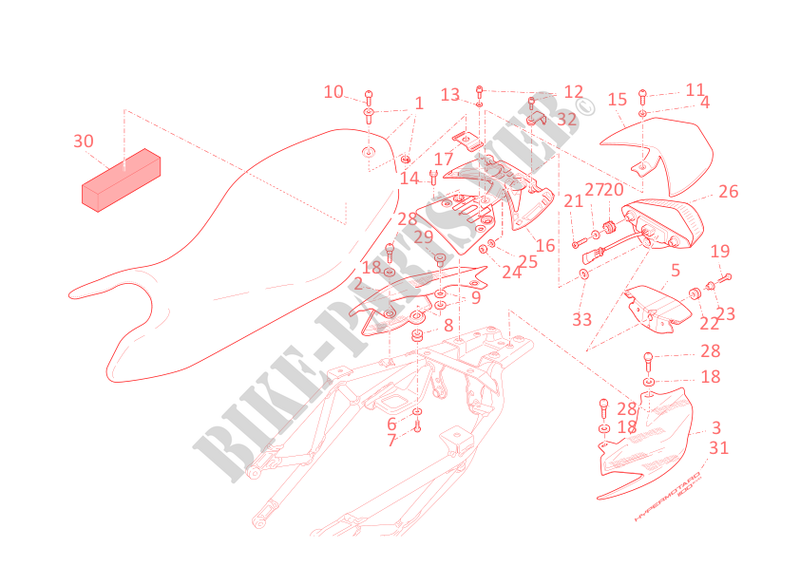 SELLA   FANALE POSTERIORE  per Ducati Hypermotard 1100 EVO 2010