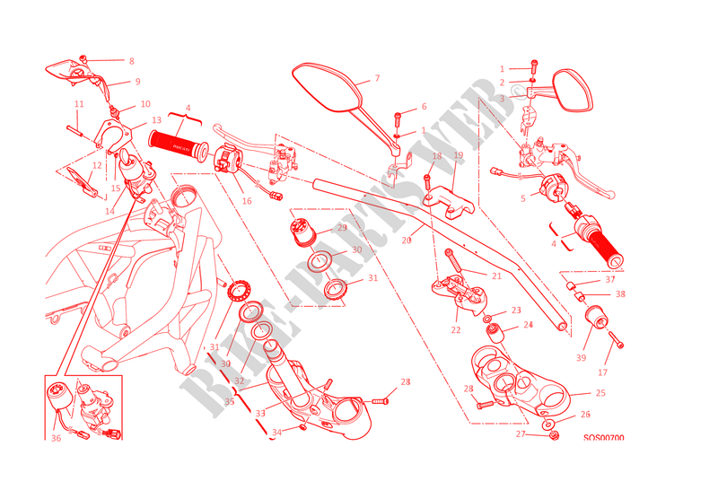 MANUBRIO E COMANDI per Ducati Monster 1200 2015