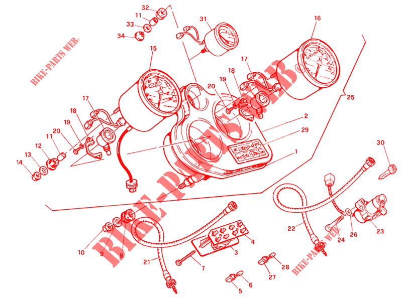 STRUMENTAZIONE CONTA KM TACHIMETROR (DM 016056>) per Ducati 900 SS 1992