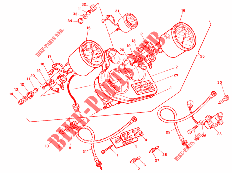 STRUMENTAZIONE CONTA KM TACHIMETROR (DM 016056>) per Ducati 900 SS 1996